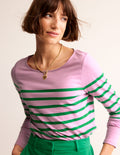 Ella Long Sleeve Breton-Pink, Green Placement