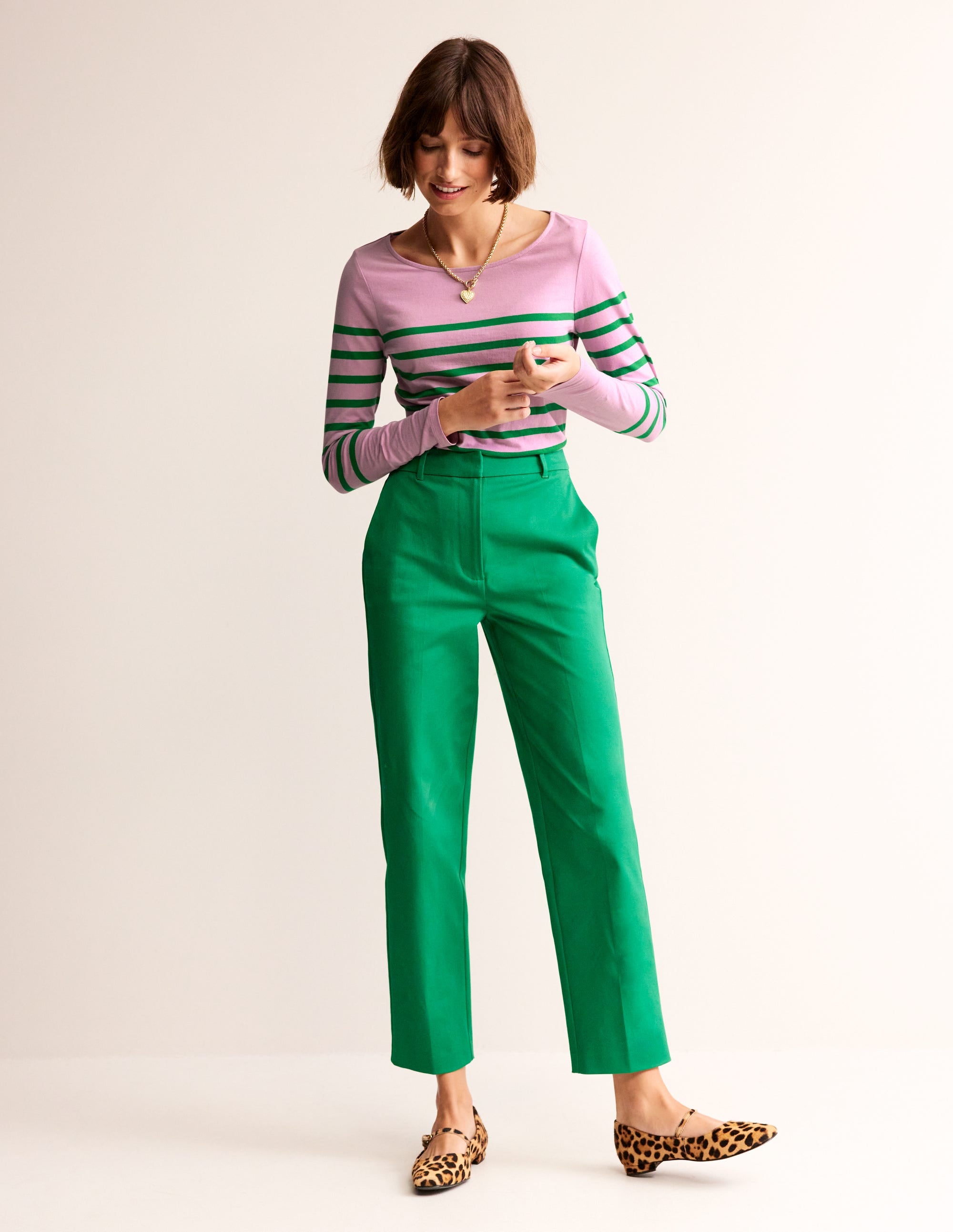Ella Long Sleeve Breton-Pink, Green Placement - Image 4