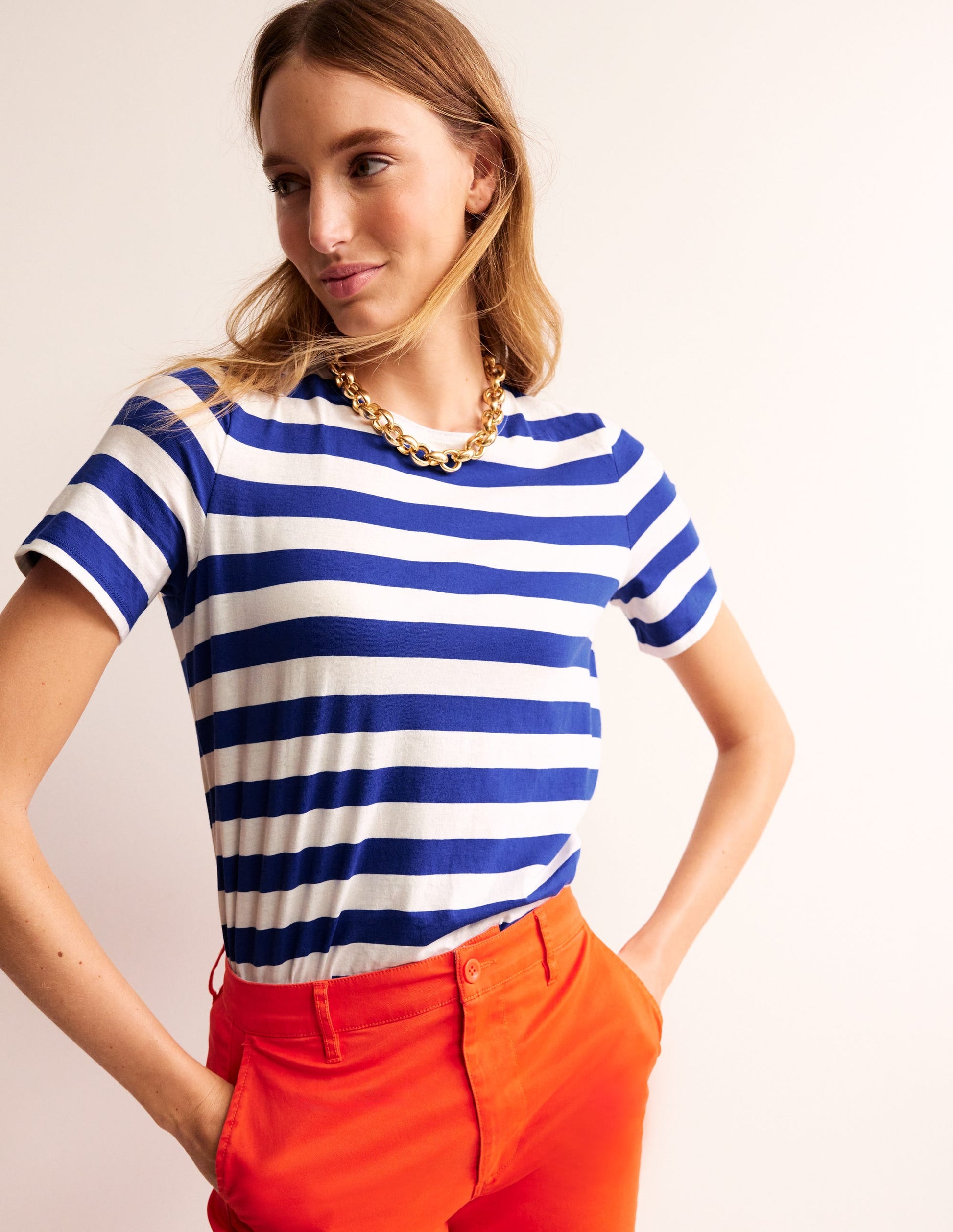 Bea Short Sleeve Breton-Blue, Ivory-1