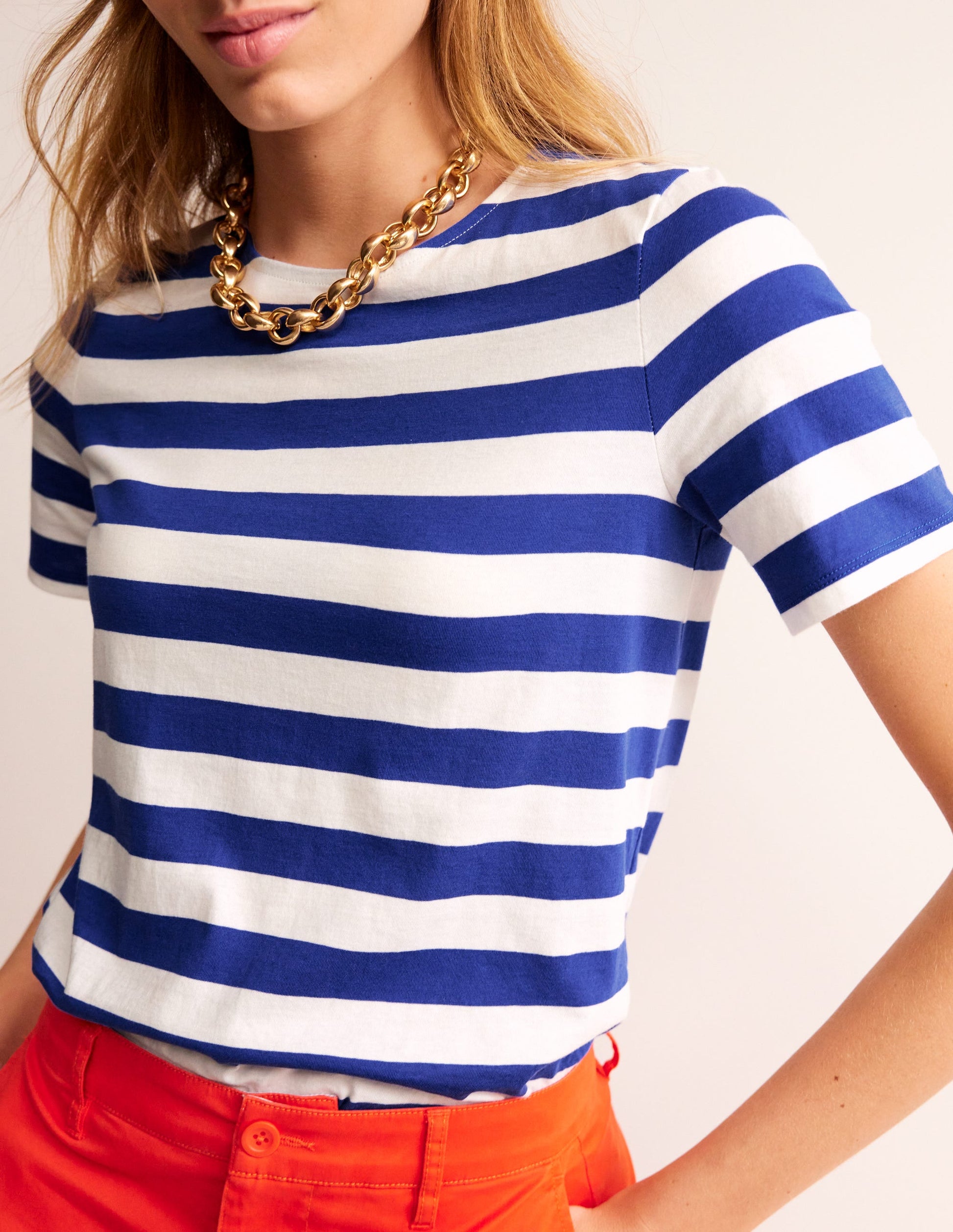 Bea Short Sleeve Breton-Blue, Ivory-2