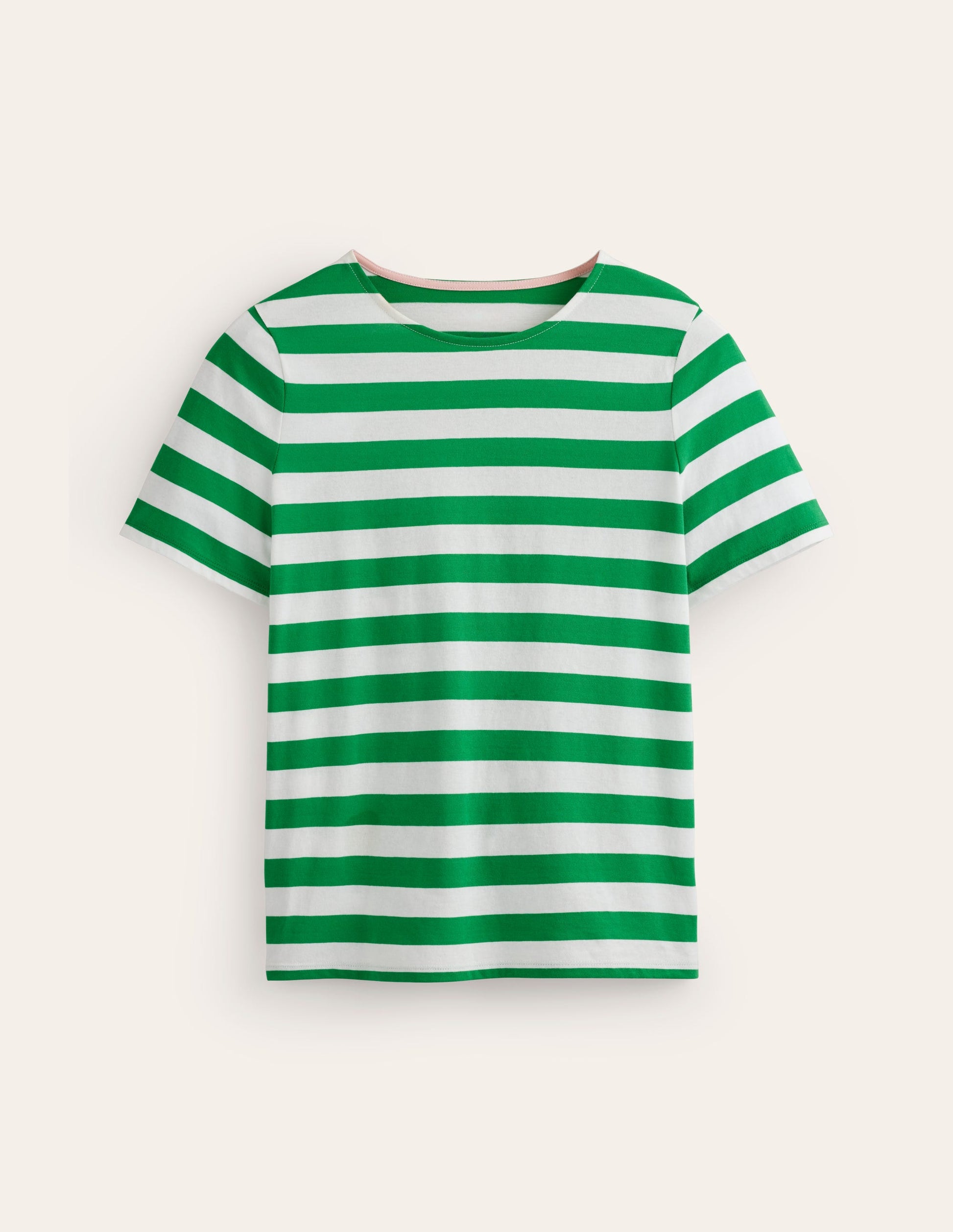 Bea Short Sleeve Breton-Ivory, Green Stripe-5