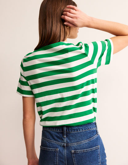 Bea Short Sleeve Breton-Ivory, Green Stripe-3