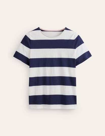 Bea Short Sleeve Breton-Navy Ivory, Wide Stripe-6