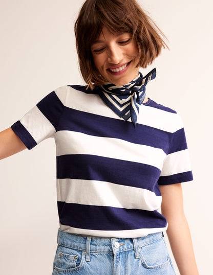 Bea Short Sleeve Breton-Navy Ivory, Wide Stripe-1