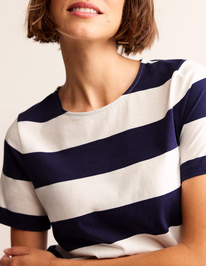 Bea Short Sleeve Breton-Navy Ivory, Wide Stripe-2