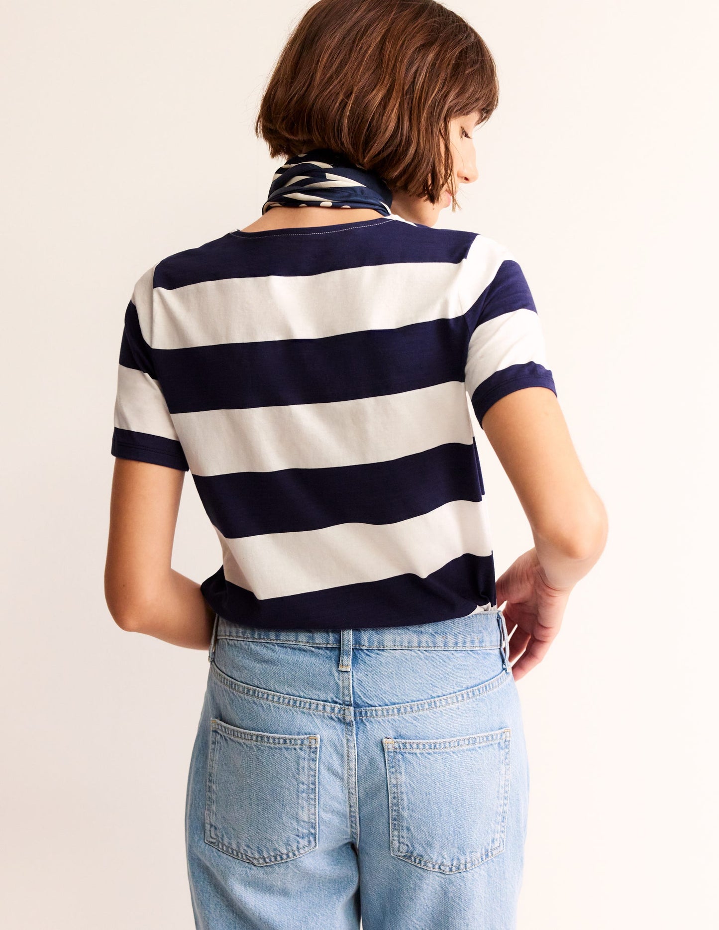 Bea Short Sleeve Breton-Navy Ivory, Wide Stripe