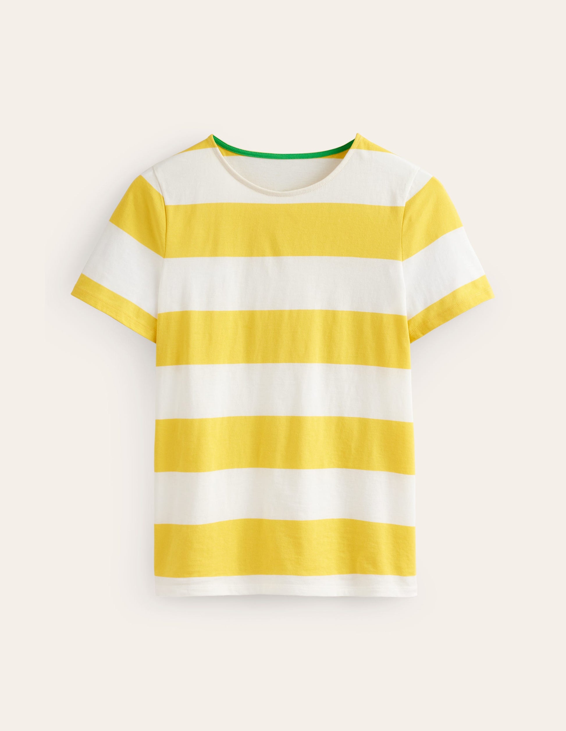 Bea Short Sleeve Breton-Yellow, Ivory Wide Stripe-5