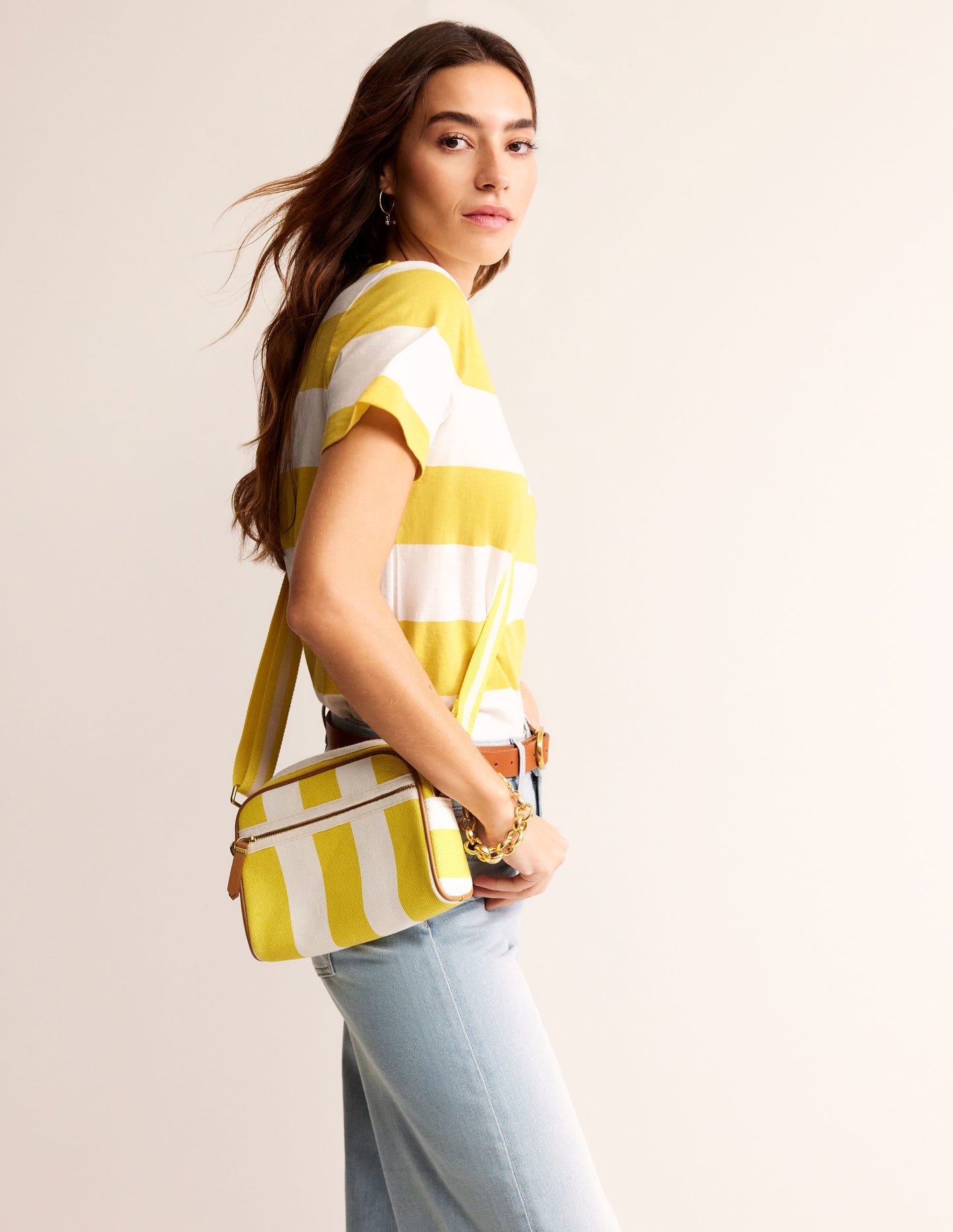 Bea Short Sleeve Breton-Yellow, Ivory Wide Stripe