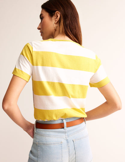 Bea Short Sleeve Breton-Yellow, Ivory Wide Stripe-4