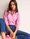 Sienna Cotton Shirt-Sangria Sunset and Ivory