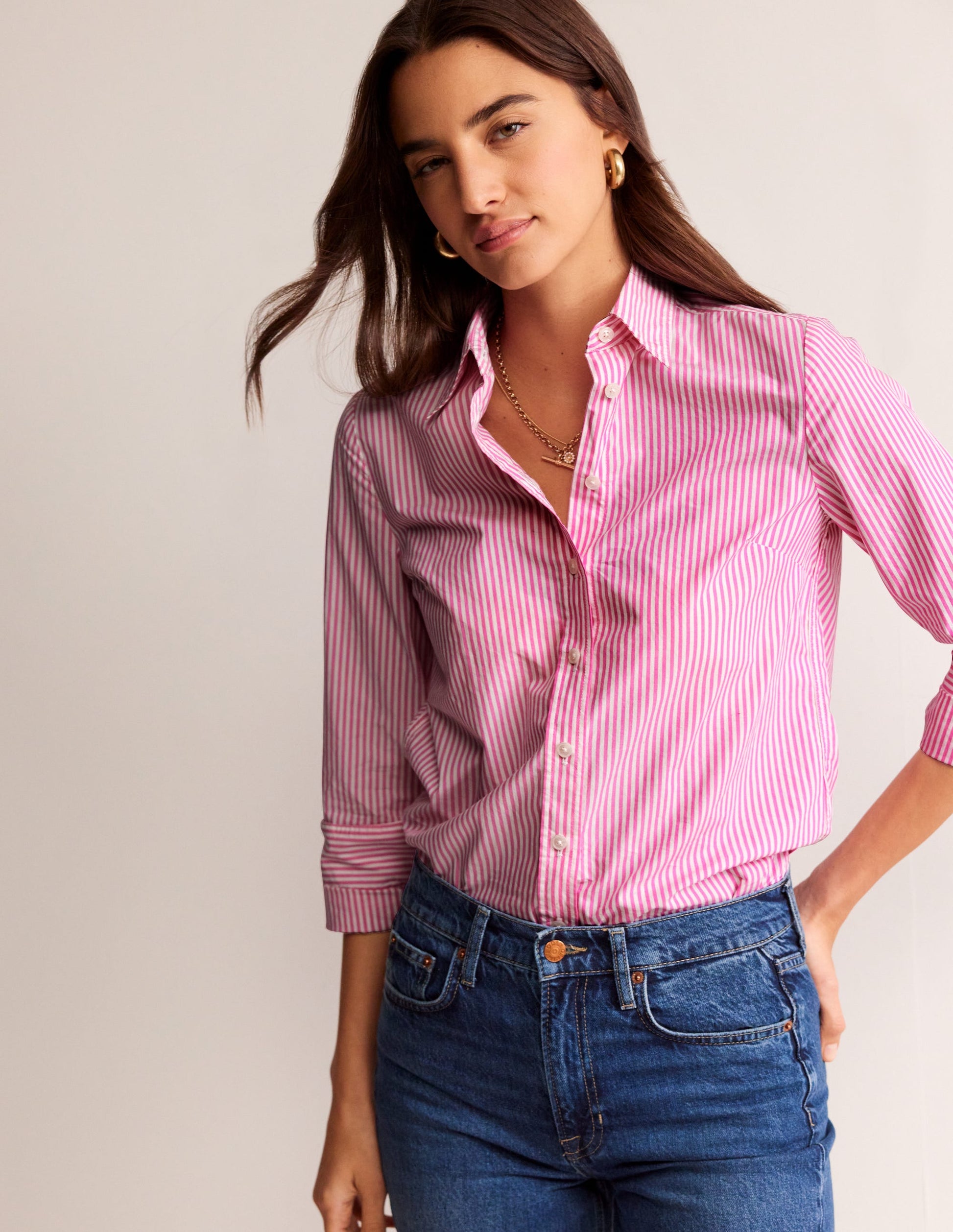 Sienna Cotton Shirt-Sangria Sunset and Ivory-4