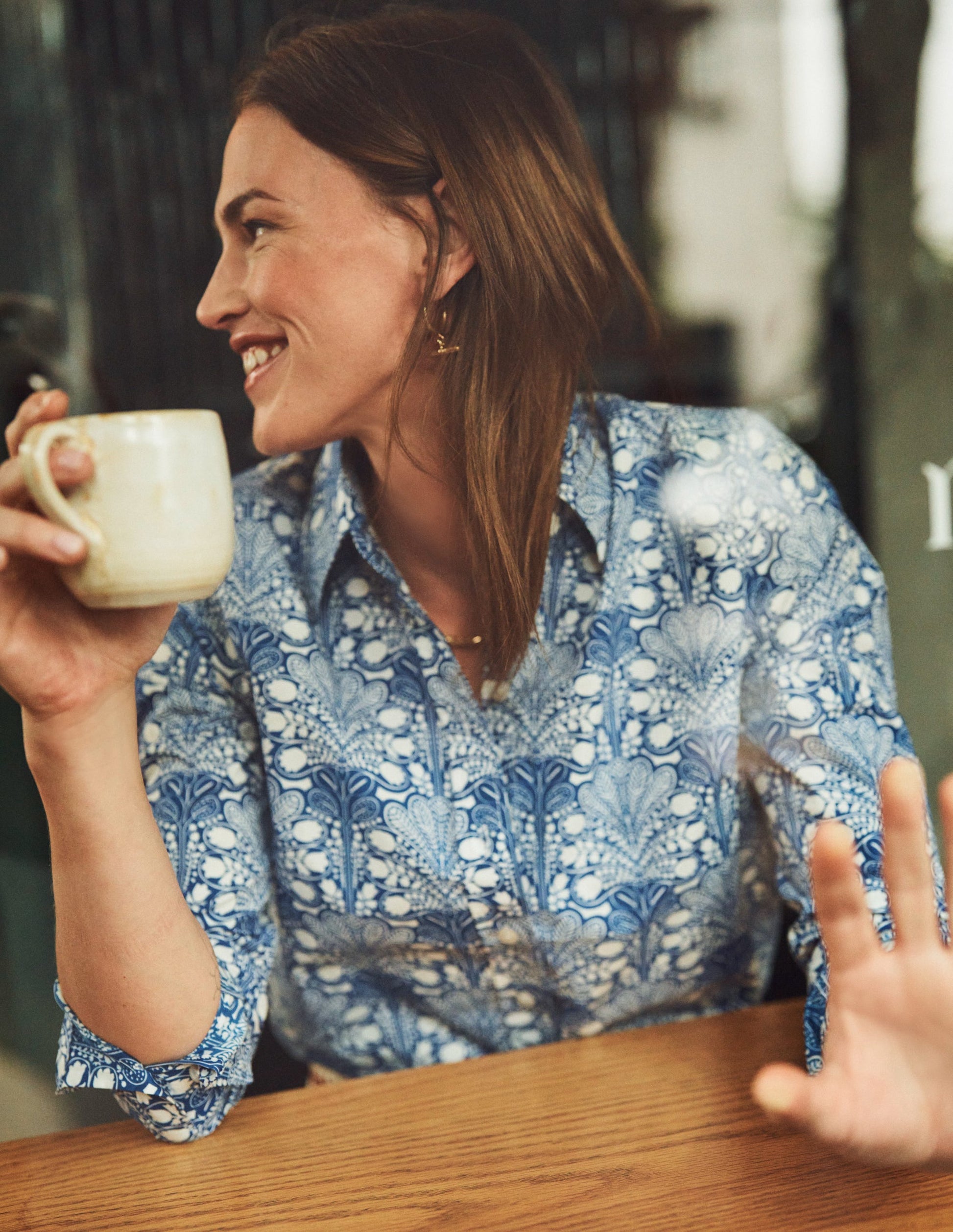 Sienna Cotton Shirt-Surf the Web, Gardenia Swirl-5