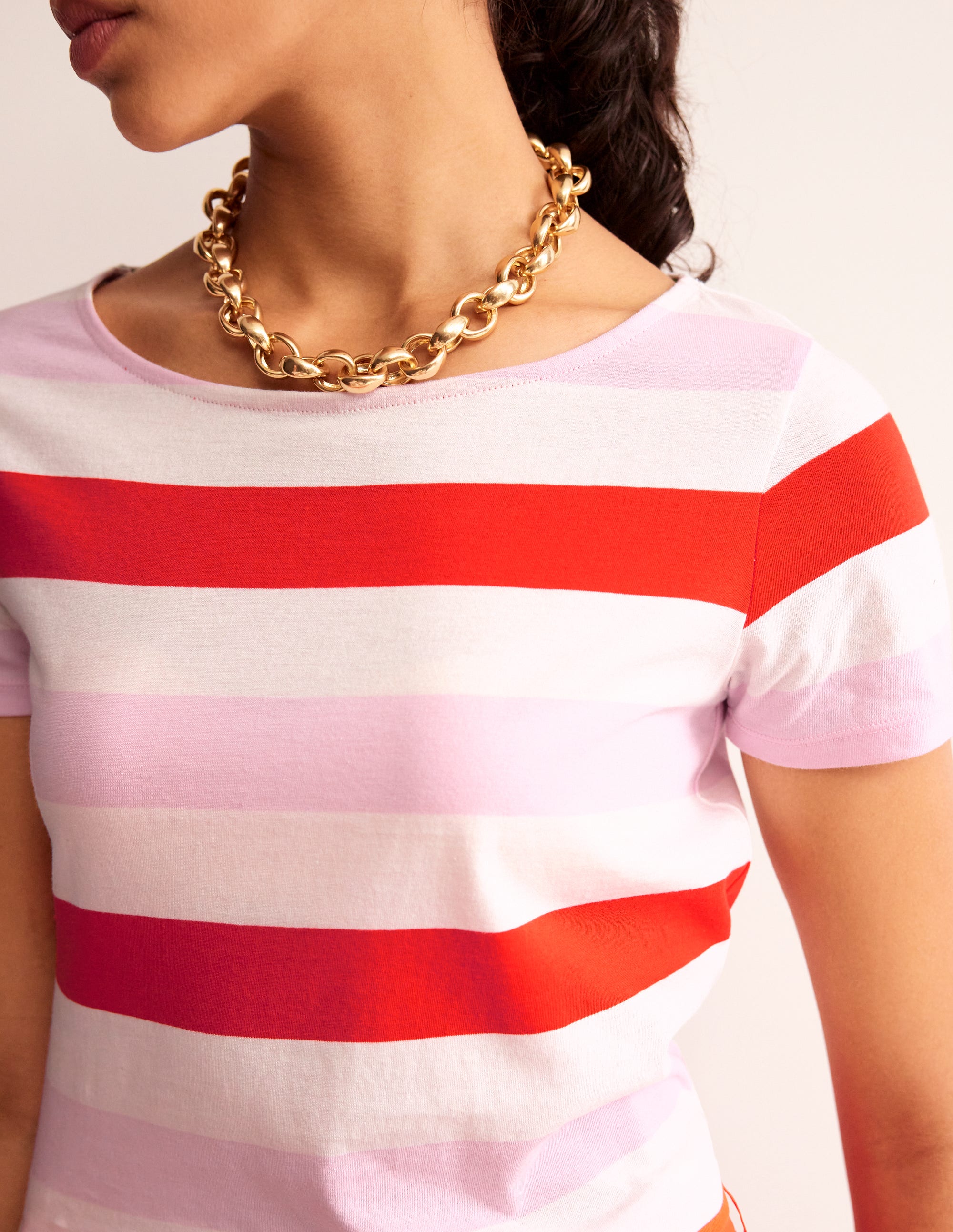 Ella Short Sleeve Breton-Pink, Red - Image 2