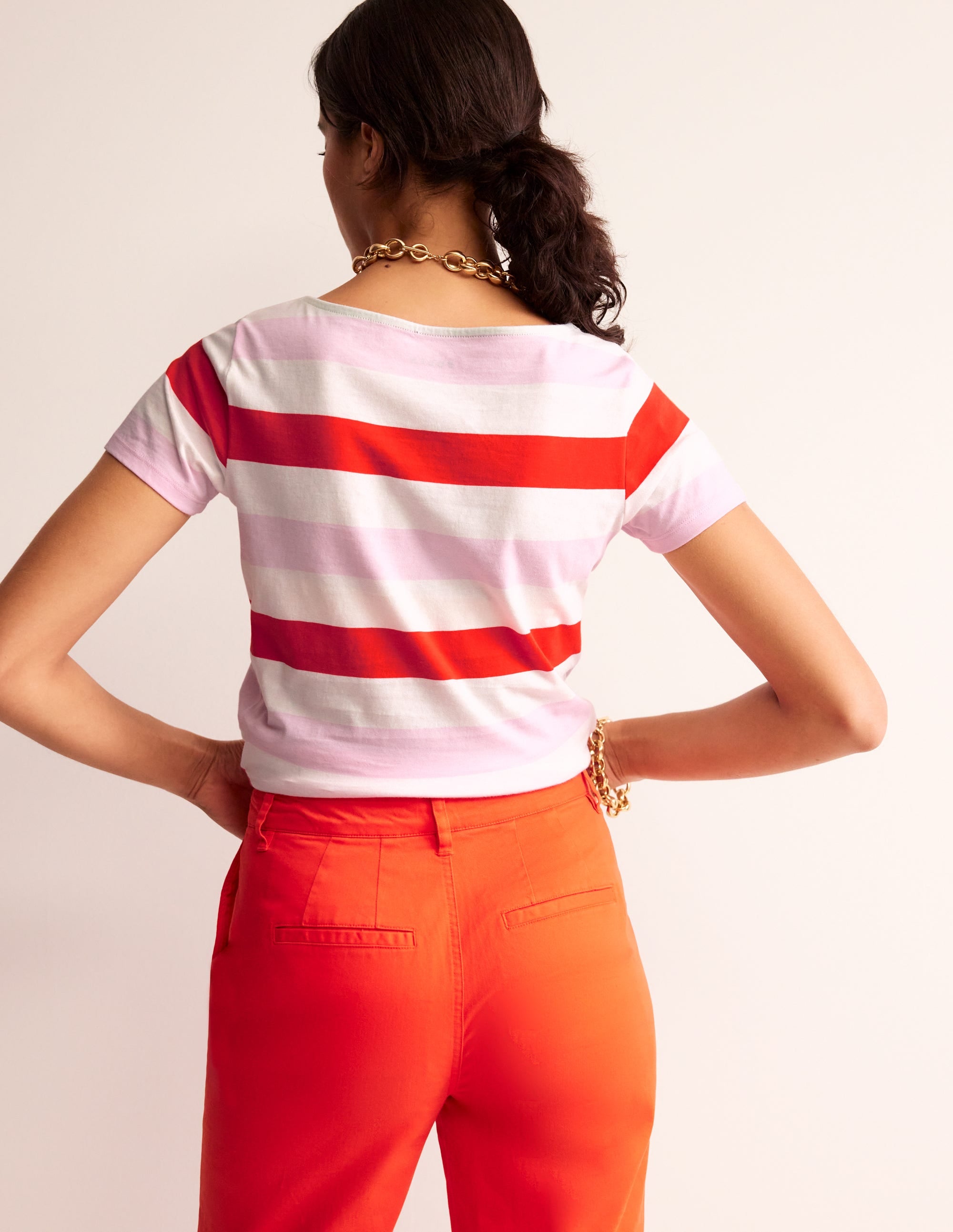 Ella Short Sleeve Breton-Pink, Red - Image 3