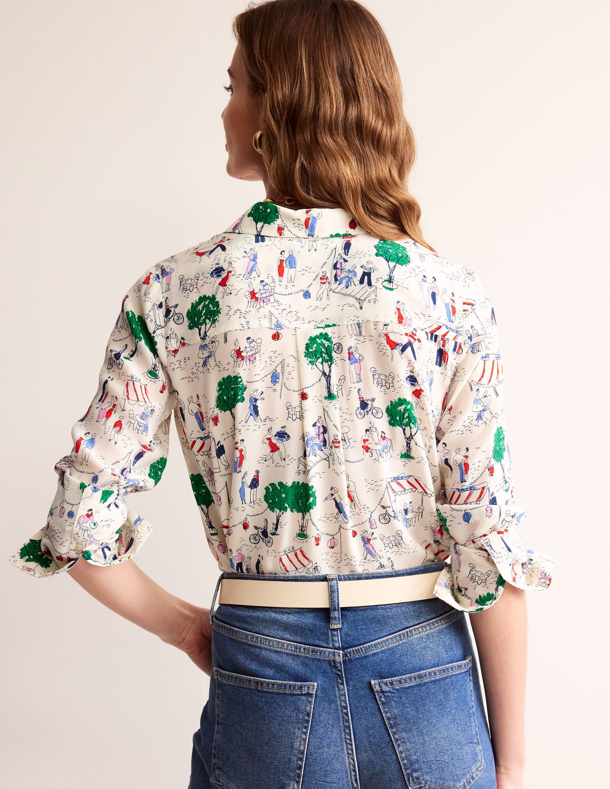 Sienna Silk Shirt-Ivory, Paris Scene-3
