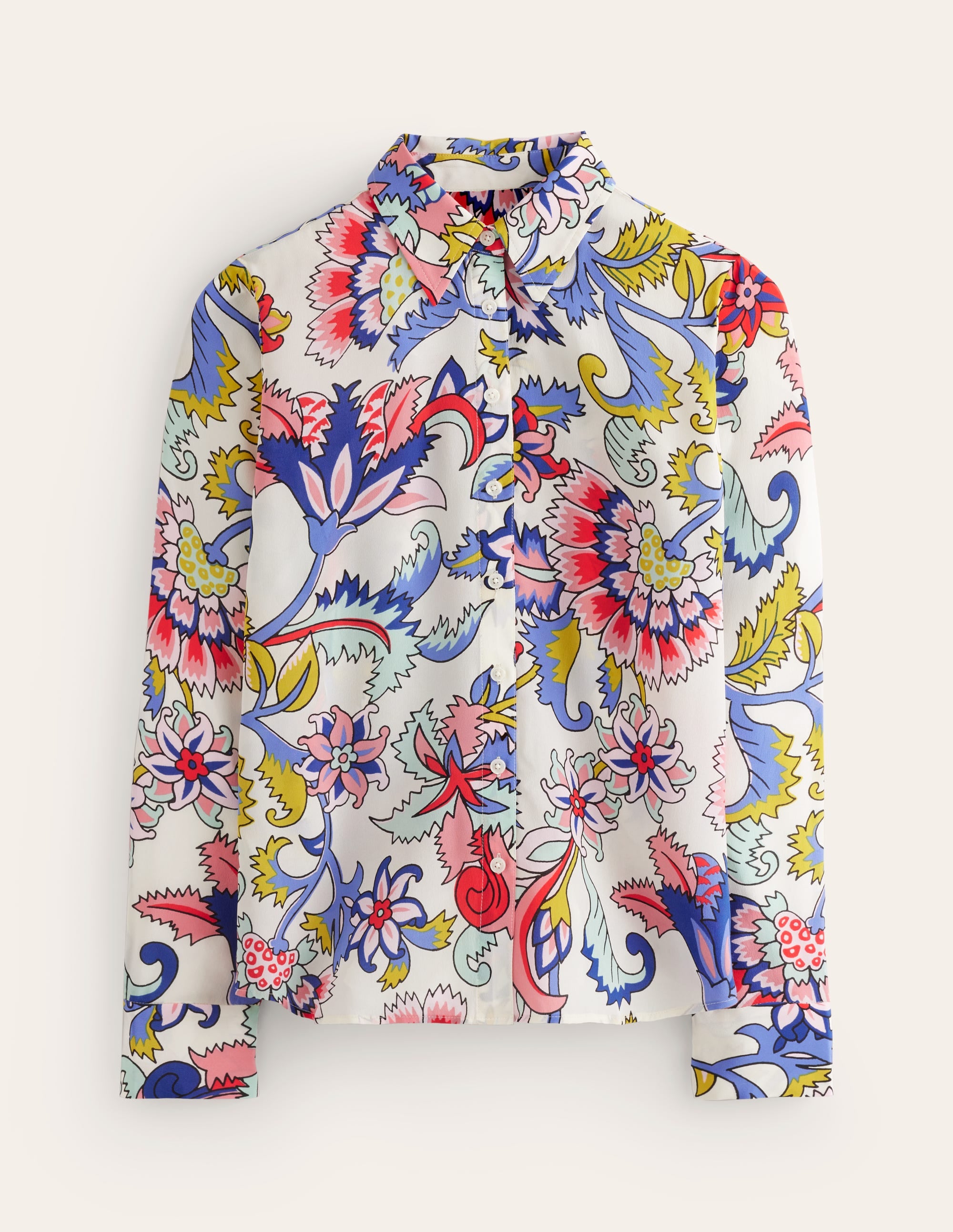 Sienna Silk Shirt-Ivory, Botanical Bunch - Image 6