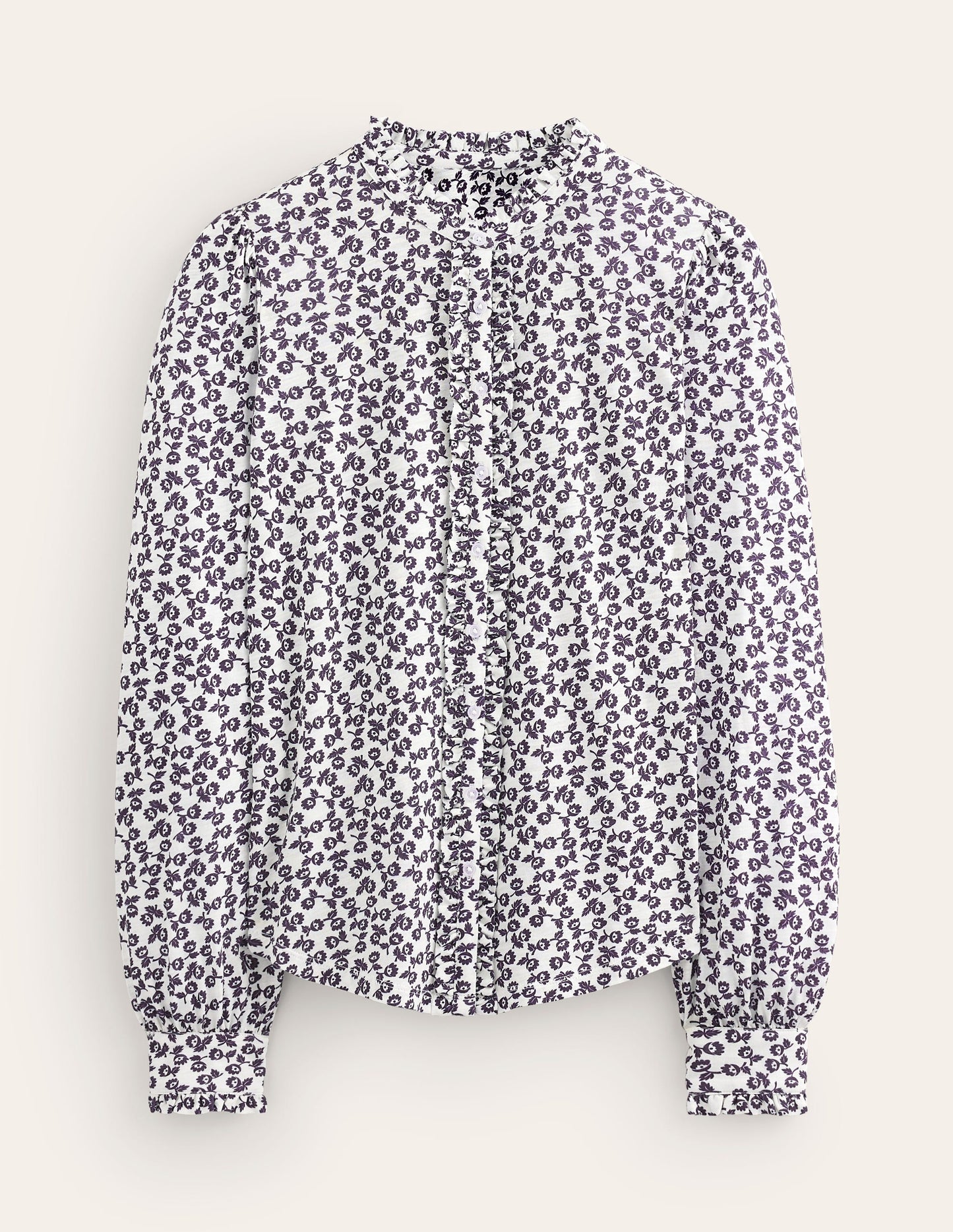 Caroline Jersey Shirt-Ivory, Ditsy Bud
