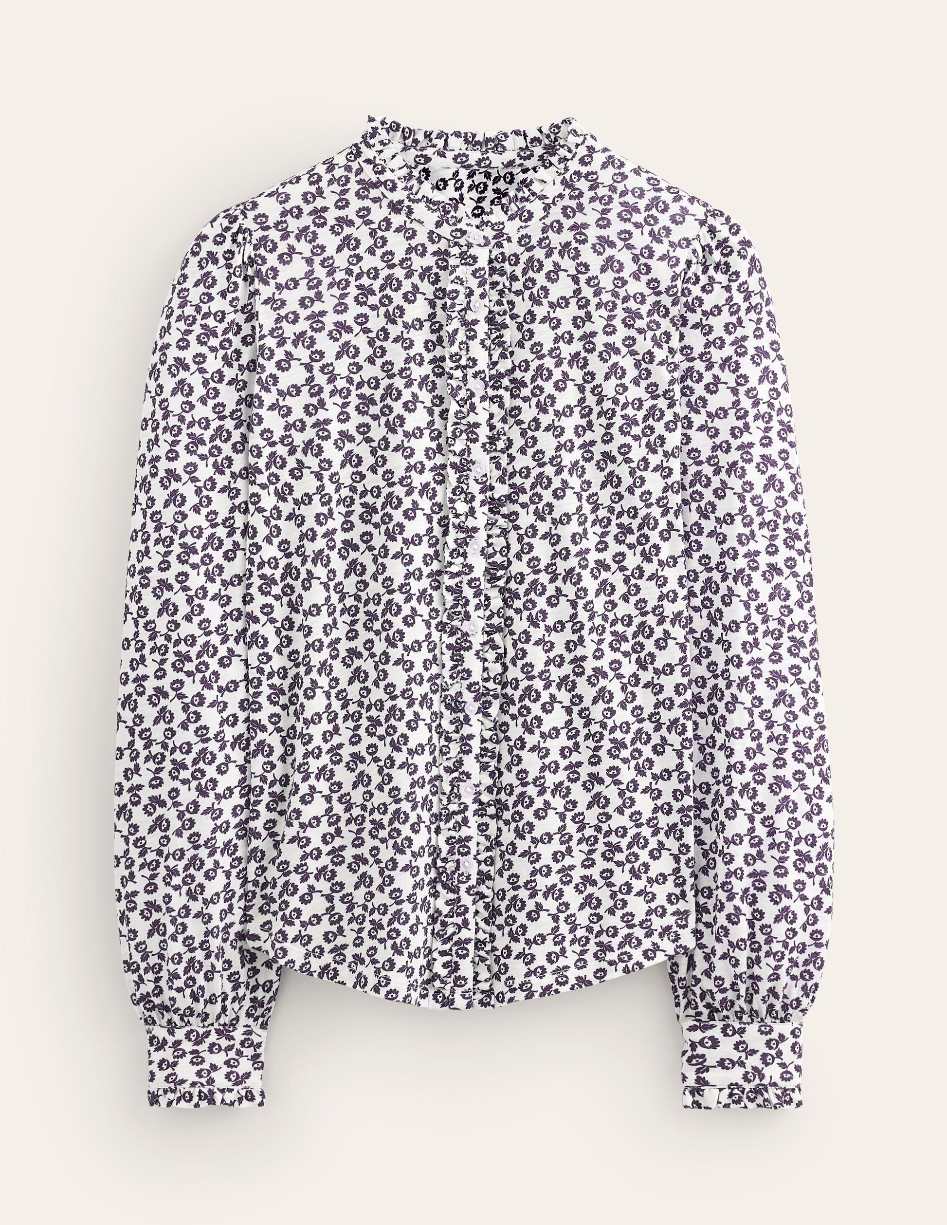 Caroline Jersey Shirt-Ivory, Ditsy Bud-5
