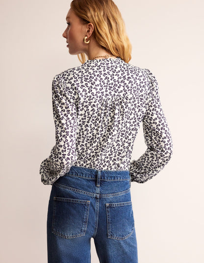 Caroline Jersey Shirt-Ivory, Ditsy Bud-3