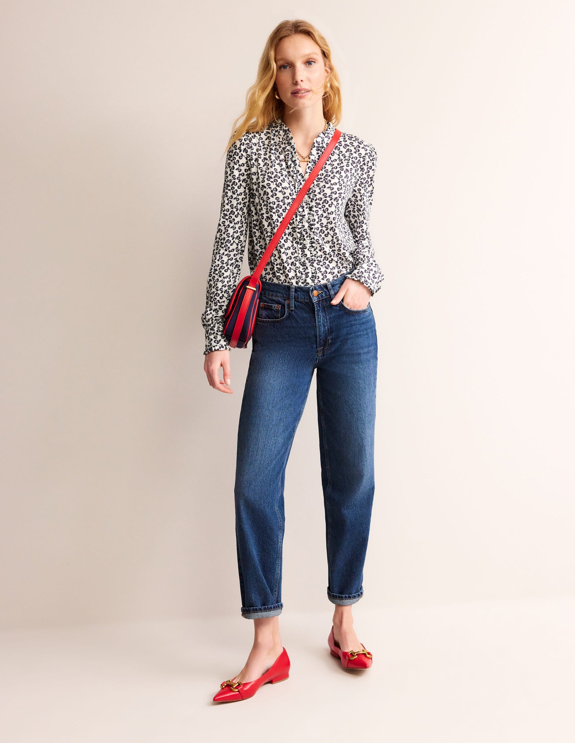 Caroline Jersey Shirt-Ivory, Ditsy Bud-4