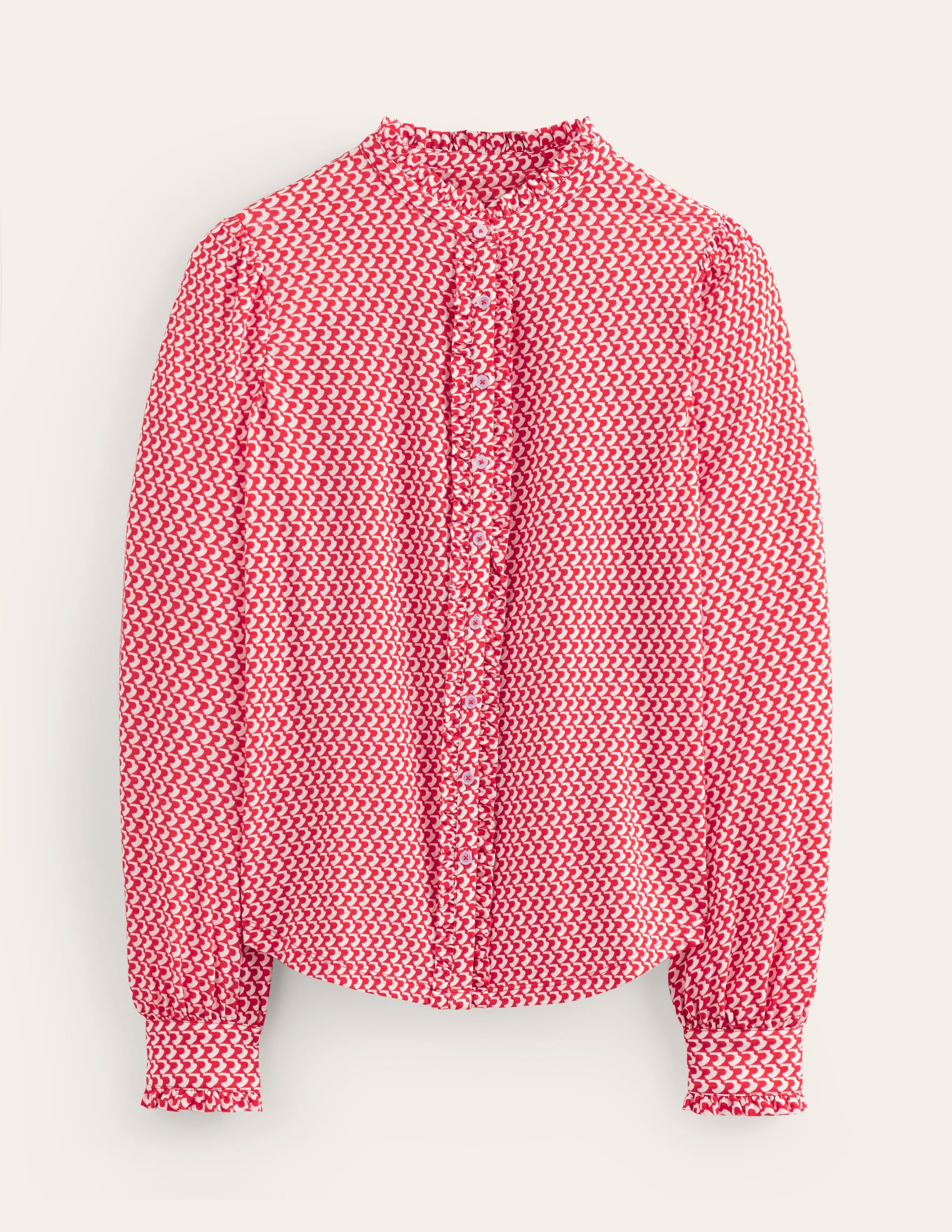 Caroline Jersey Shirt-Flame Scarlet, Arc Geo - Image 5