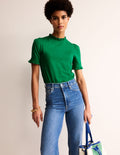 Supersoft Frill Detail T-shirt-Pepper Green