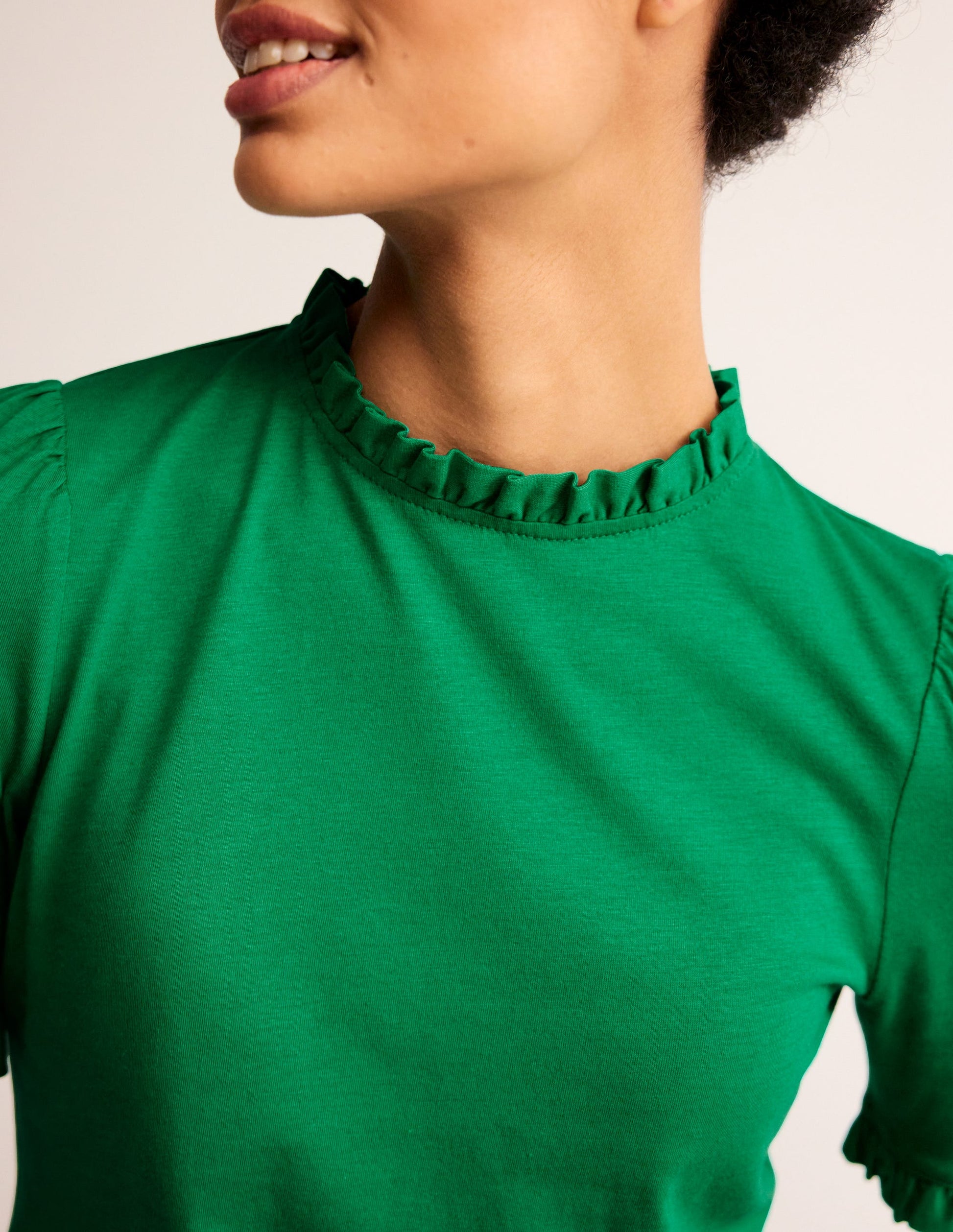 Supersoft Frill Detail T-shirt-Pepper Green-2