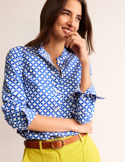 Phoebe Cotton Shirt-Blue, Diamond Terrace