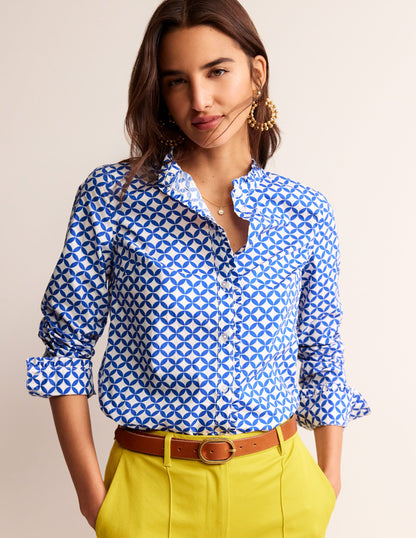 Phoebe Cotton Shirt-Blue, Diamond Terrace