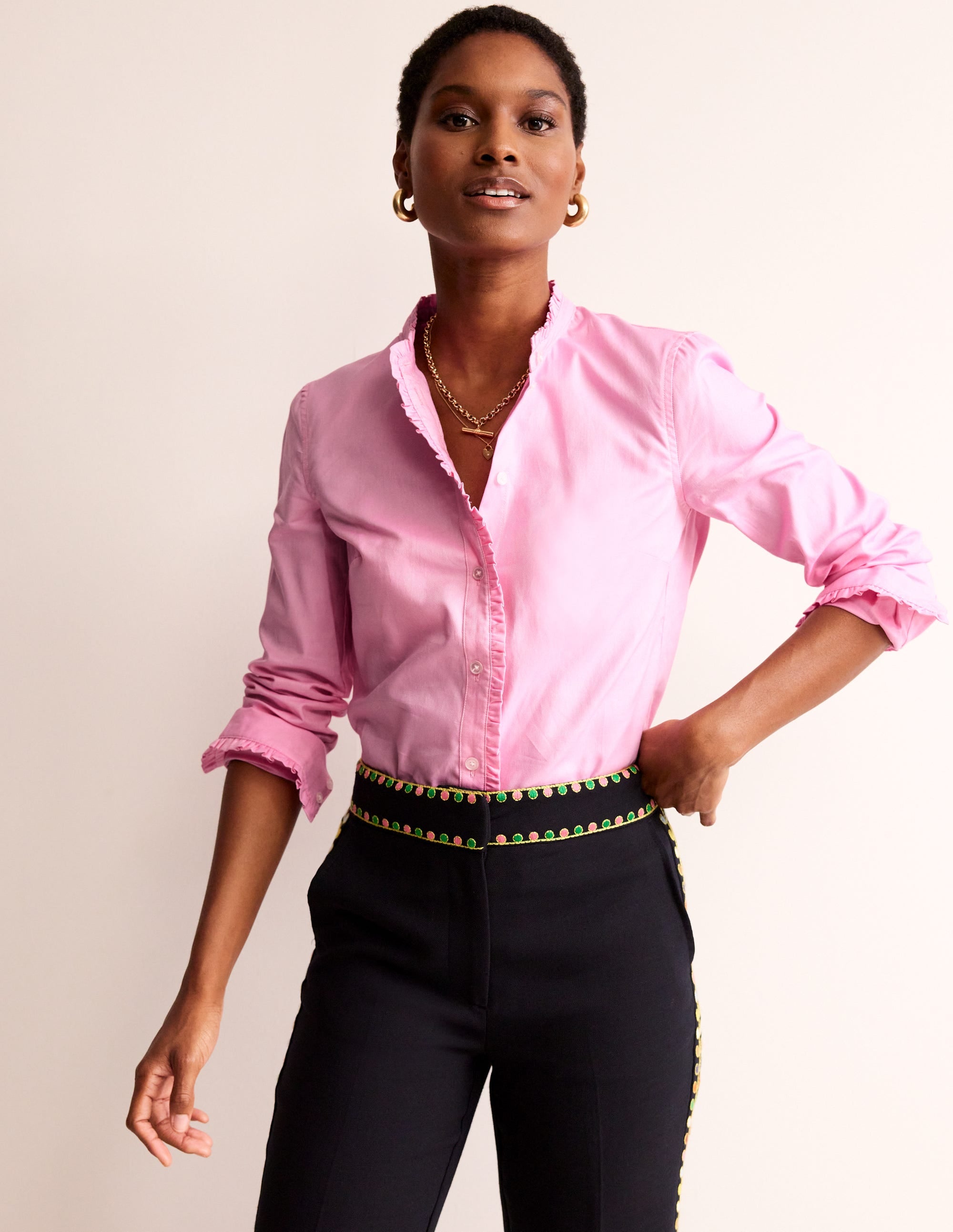 Phoebe Cotton Shirt-Pink Oxford - Image 4