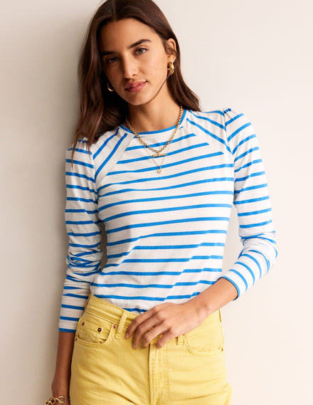 Arabella Stripe T-Shirt-Brilliant Blue