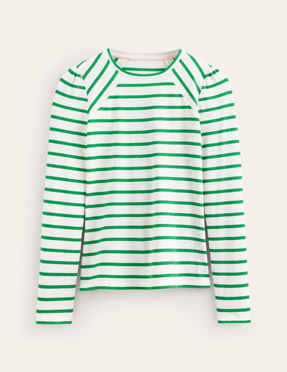 Arabella Stripe T-Shirt-Green Tambourine-5