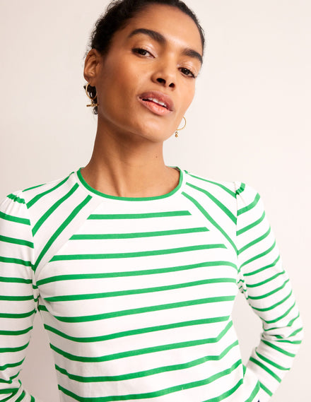 Arabella Stripe T-Shirt-Green Tambourine