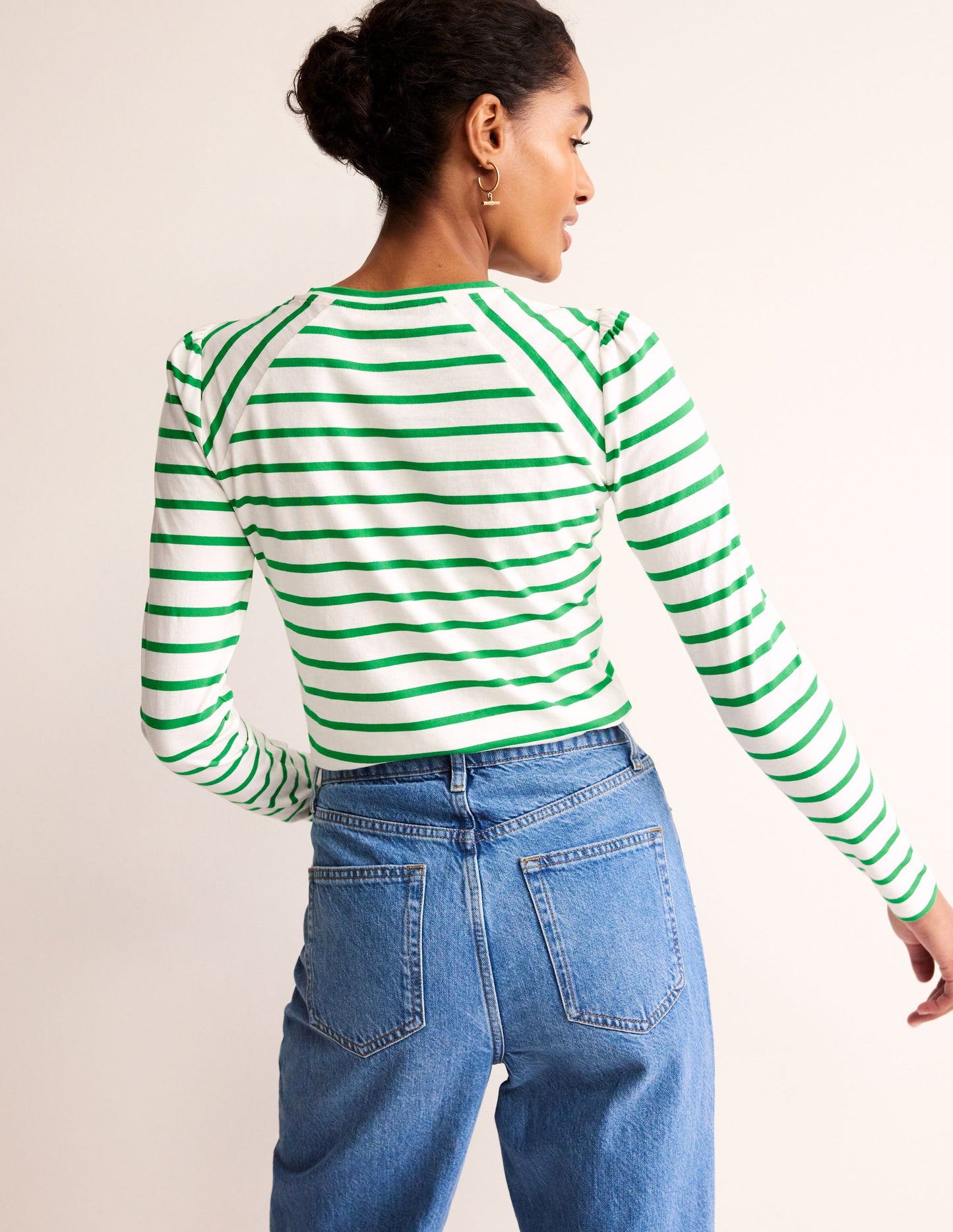 Arabella Stripe T-Shirt-Green Tambourine