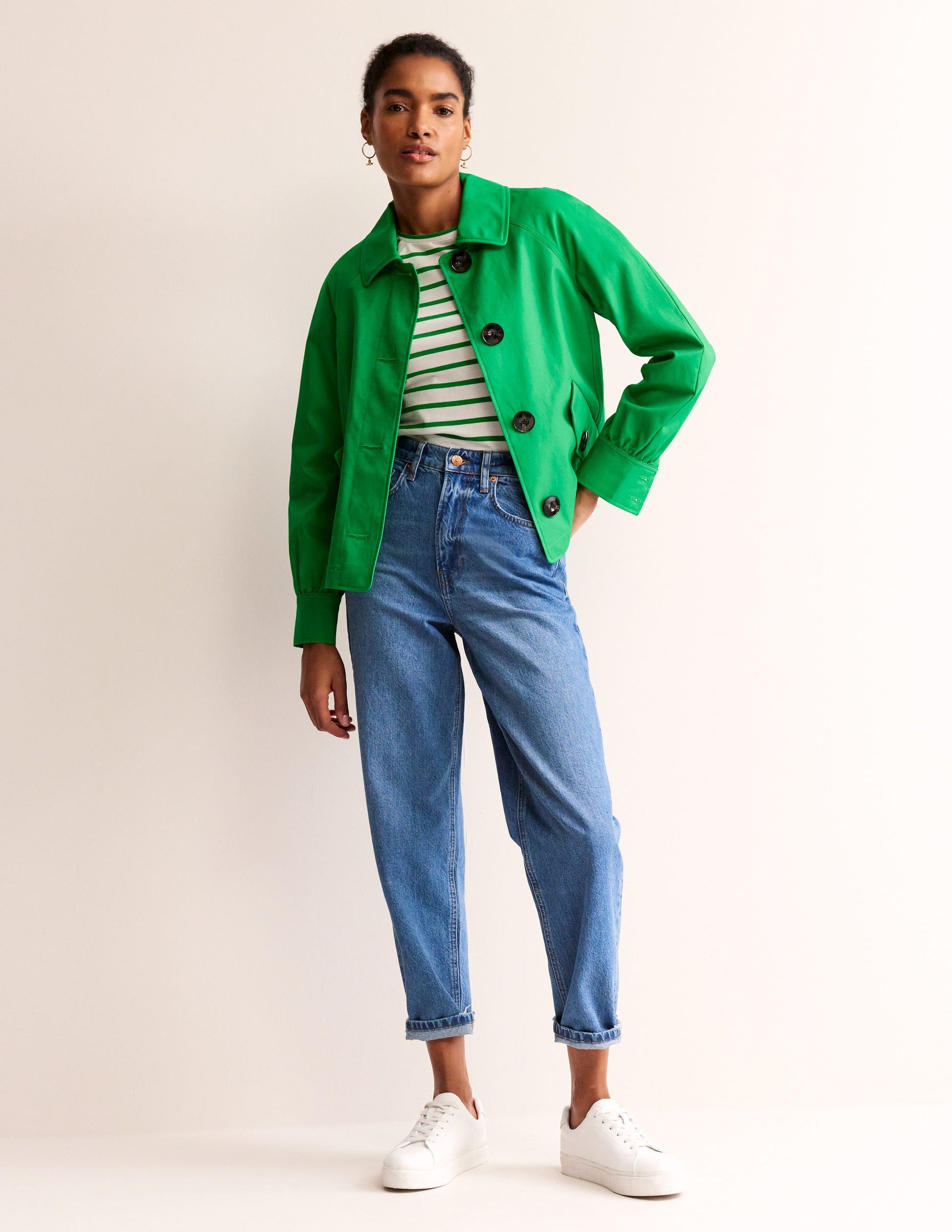 Arabella Stripe T-Shirt-Green Tambourine-4