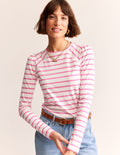 Arabella Stripe T-Shirt-Sangria Sunset