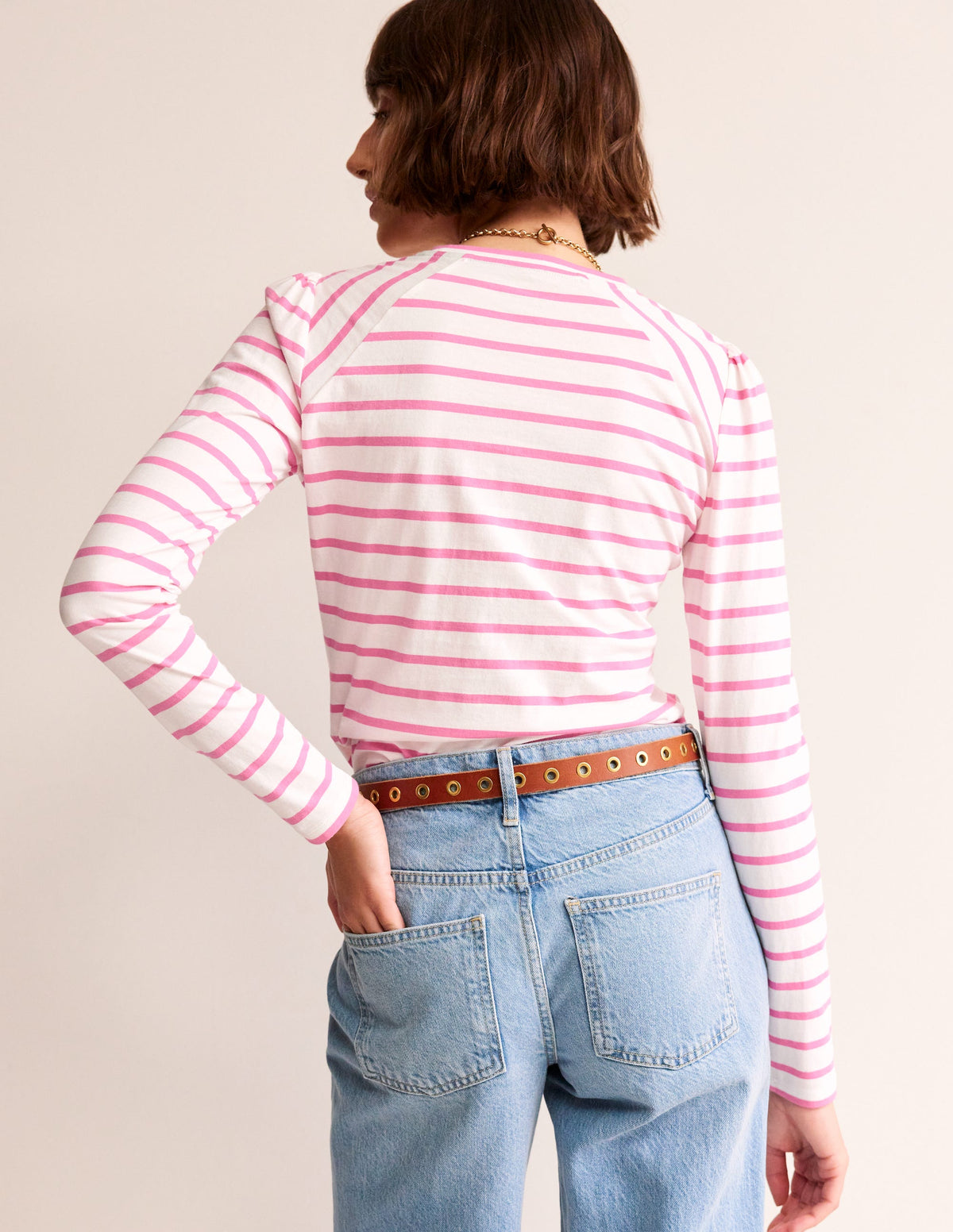 Arabella Stripe T-Shirt-Sangria Sunset - Image 3