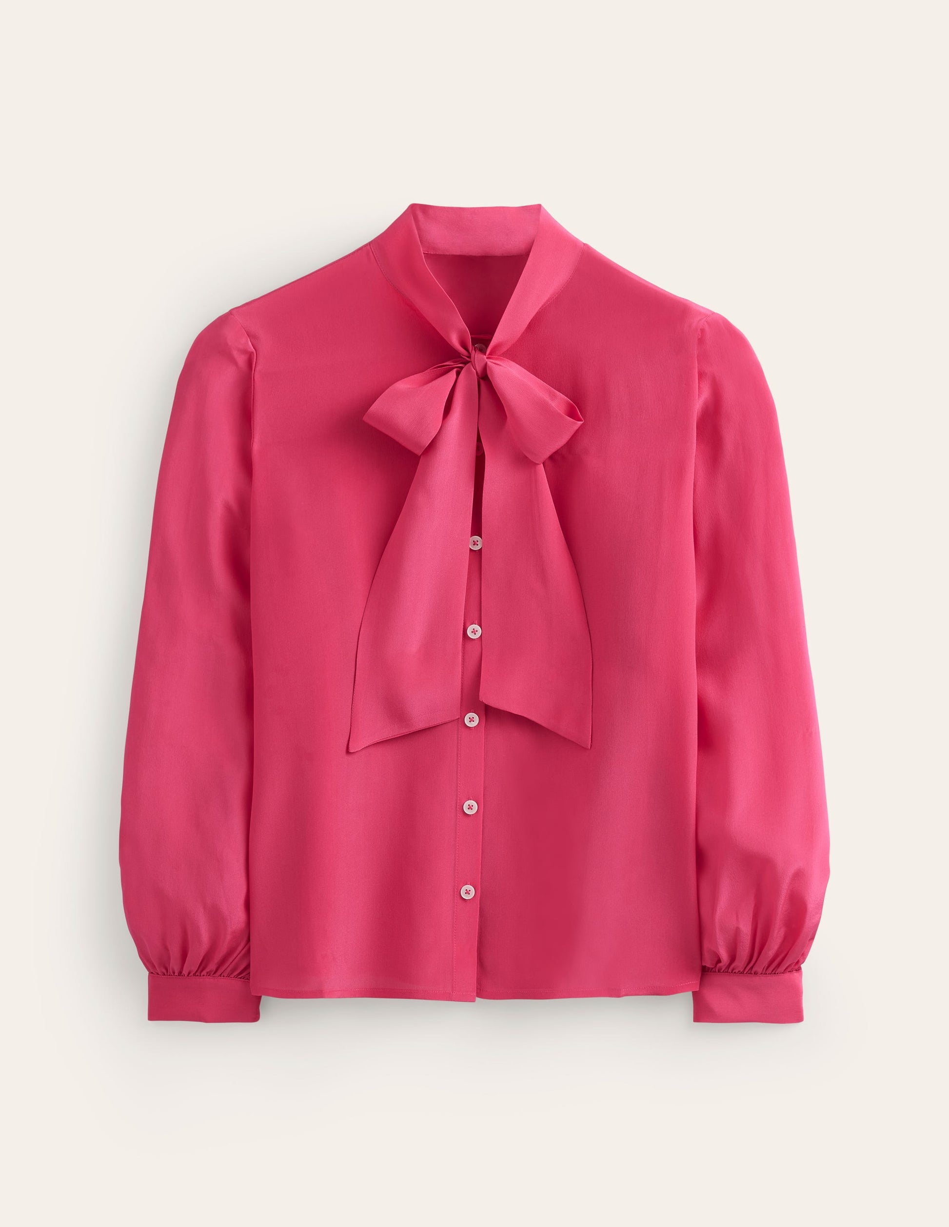 Bow Neck Button Down Blouse-Rethink Pink-6