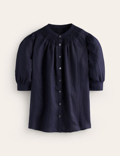 Ada Linen Top-Navy-5