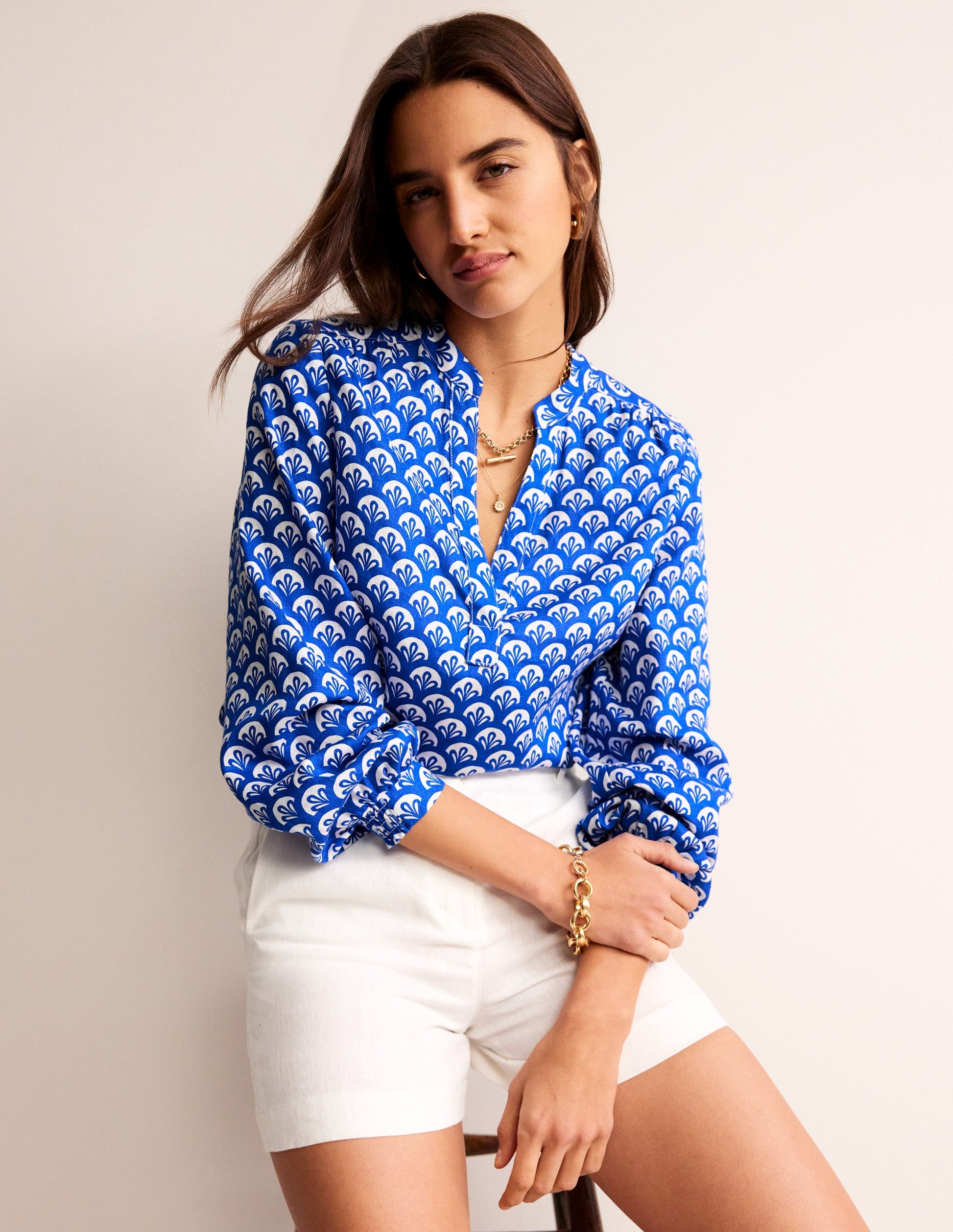 Alice Linen Top-Surf the Web, Foliage Geo-1