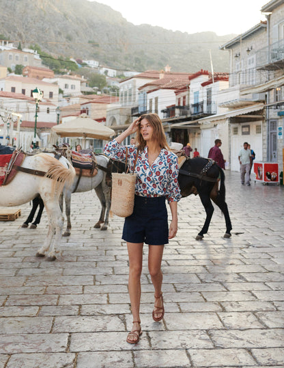 Alice Linen Top-Ivory, Floret Vine-5