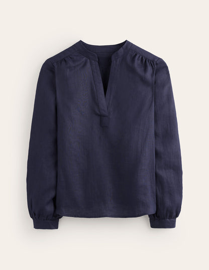 Alice Linen Top-Navy