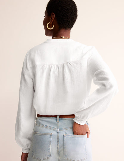 Alice Linen Top-White