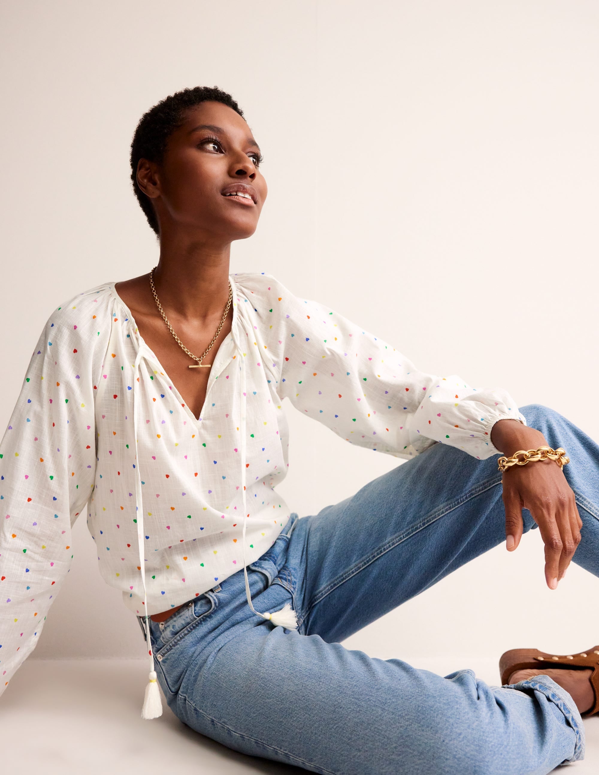 Serena Cotton Blouse-Multi, Confetti Hearts - Image 2