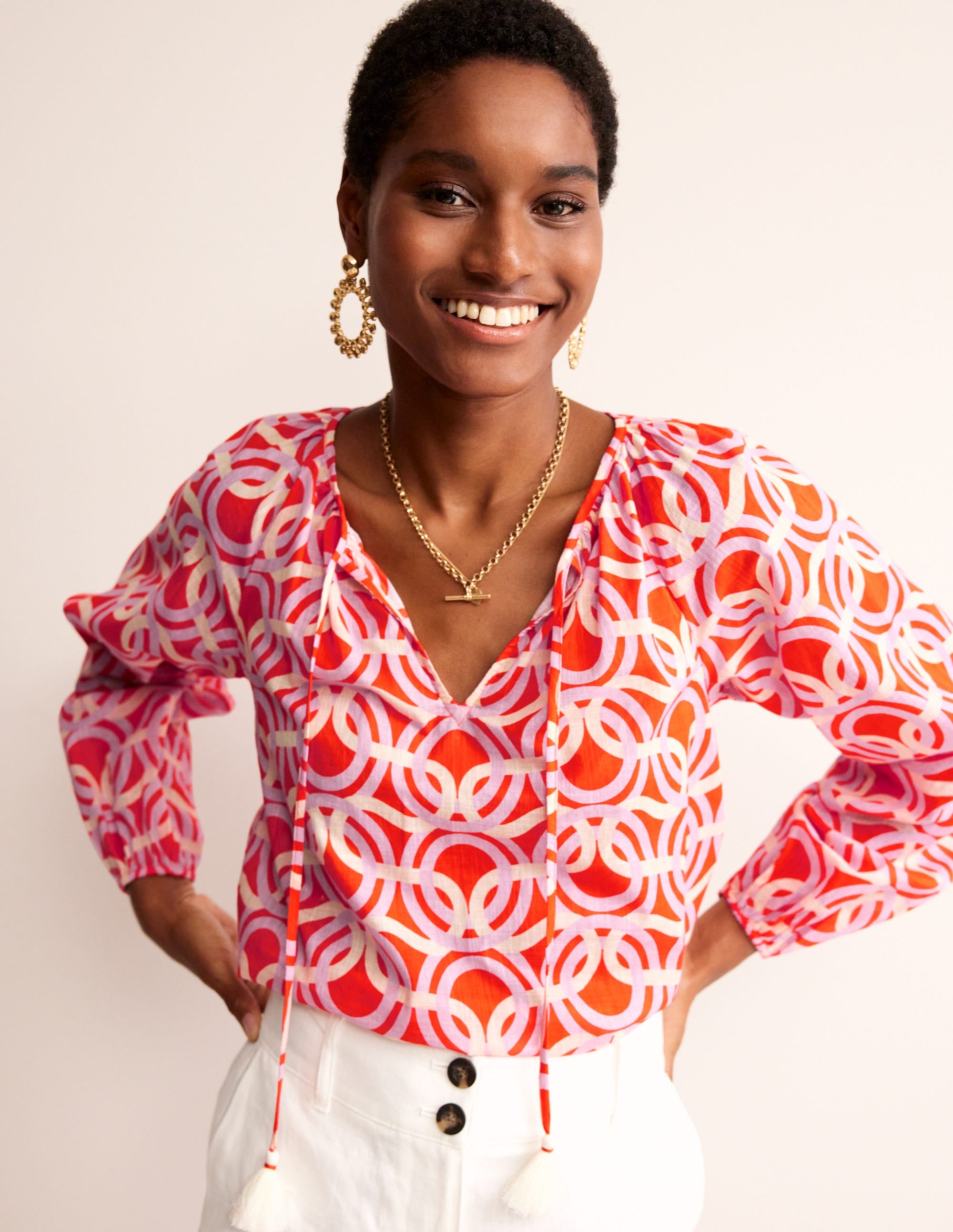 Serena Cotton Blouse-Fiesta, Geo Whirl - Image 1