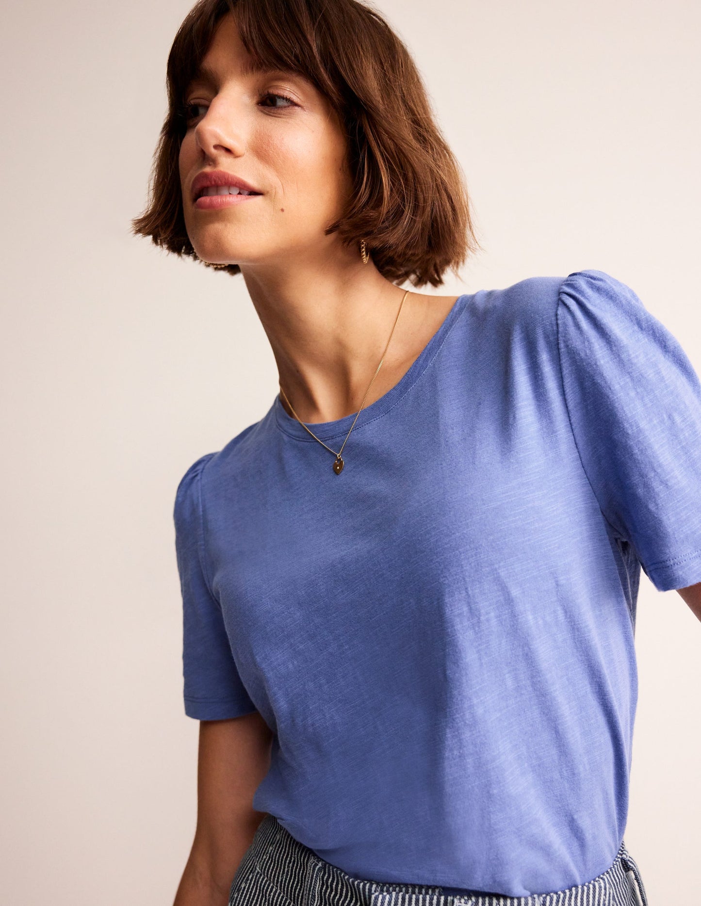 Cotton Puff Sleeve T-Shirt-Ebb and Flow