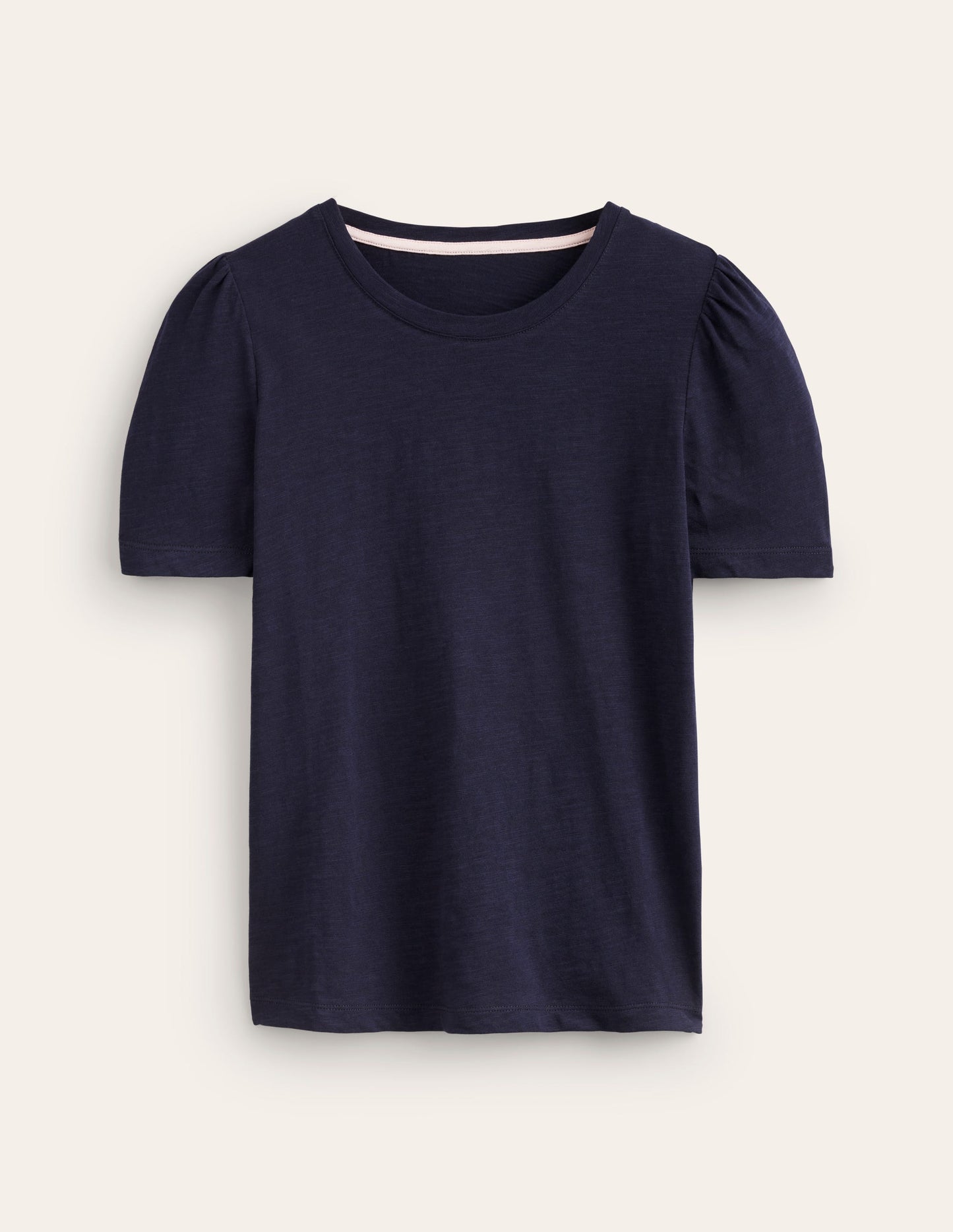 Cotton Puff Sleeve T-Shirt-Navy