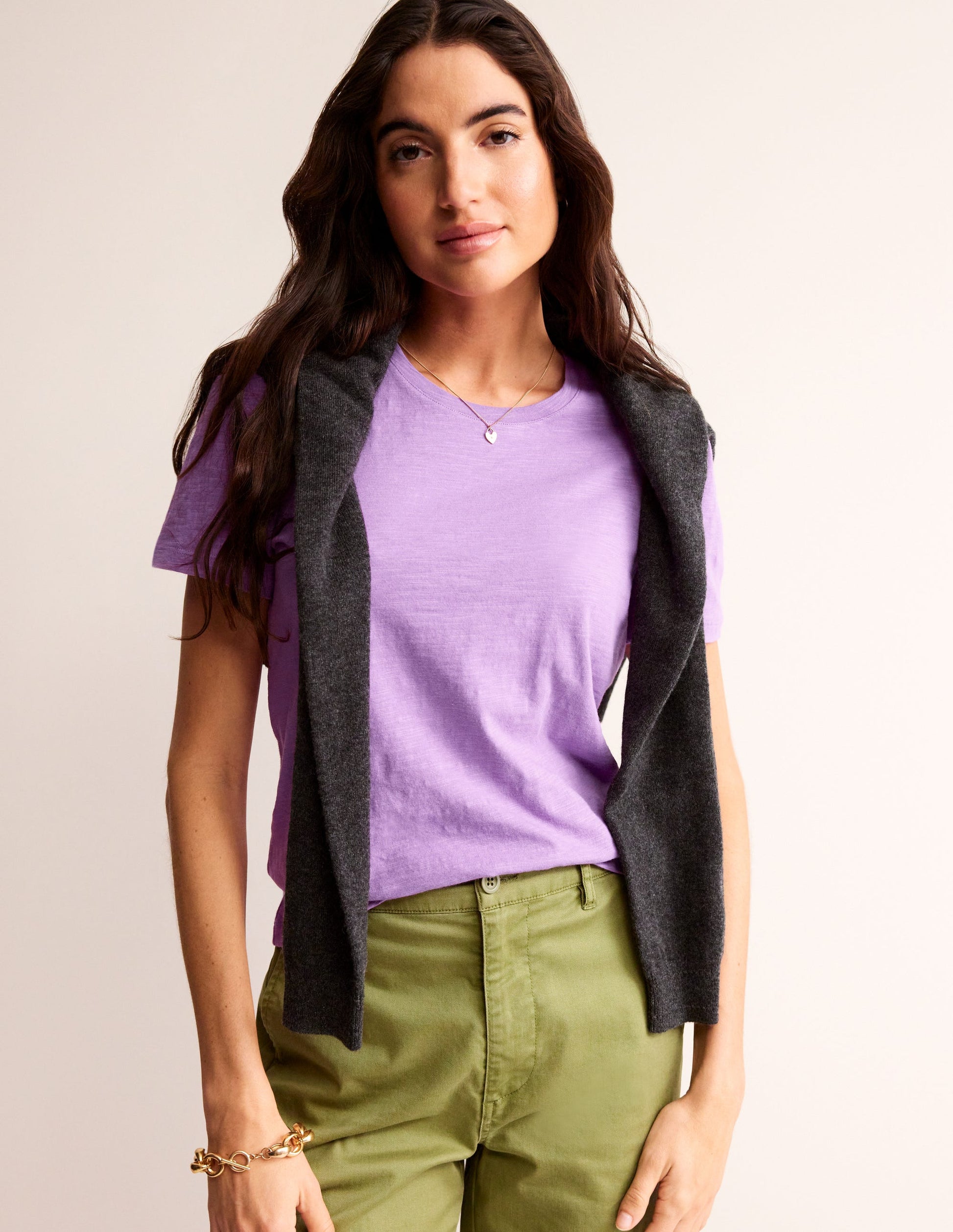 Cotton Puff Sleeve T-Shirt-Iris Orchid-1