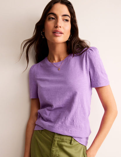 Cotton Puff Sleeve T-Shirt-Iris Orchid-2
