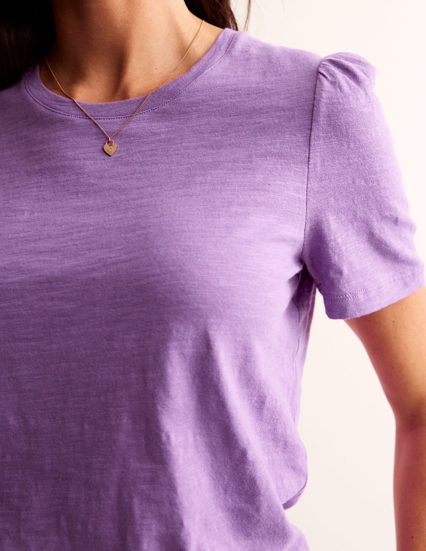 Cotton Puff Sleeve T-Shirt-Iris Orchid